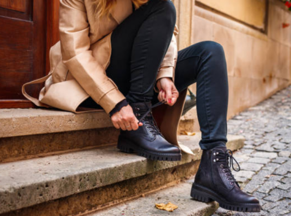 Sepatu Boot dengan Tali Sepatu Elegan